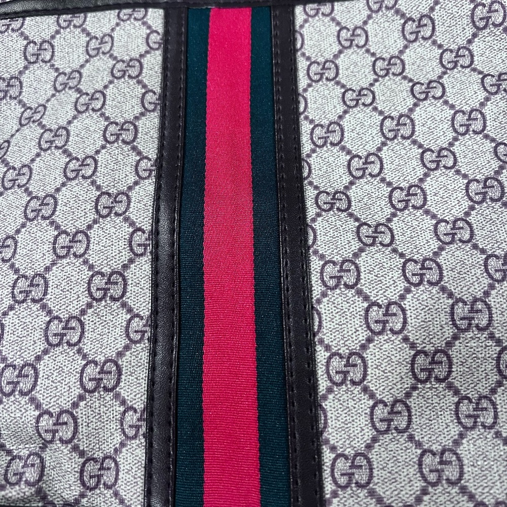 Gucci Beige and Green Backpack with Red Stripes - Picture 2 of 10